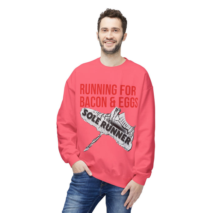 Running For Bacon & Eggs: Unisex Midweight Softstyle Fleece Crewneck Sweatshirt
