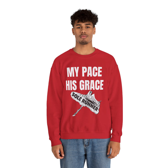 MY PACE. HIS GRACE: Unisex Heavy Blend™ Crewneck Sweatshirt