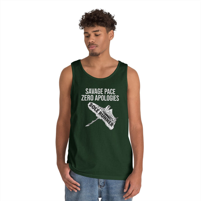 Savage Pace Zero Apologies: Unisex Heavy Cotton Tank Top