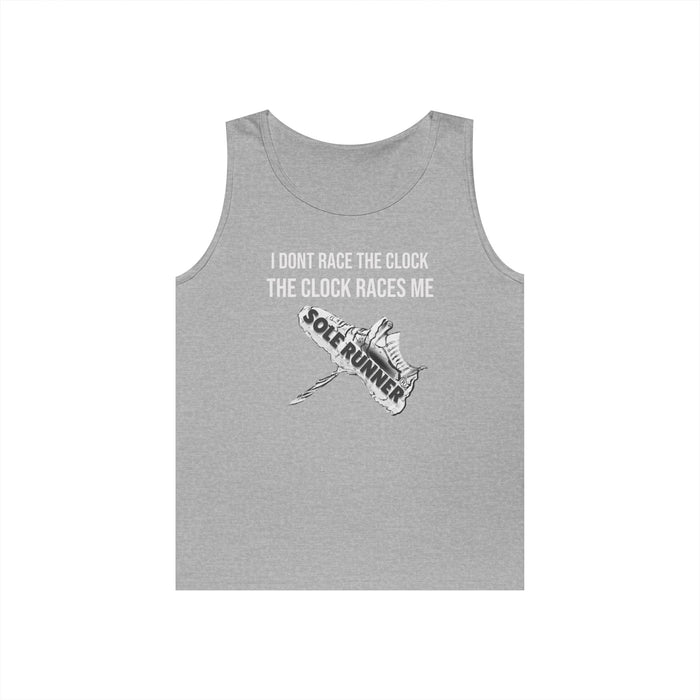 I Don't Race The Clock. The Clock Races Me: Unisex Heavy Cotton Tank Top