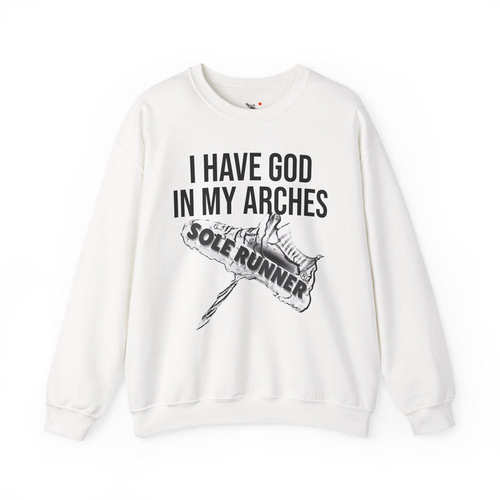 I Have God In My Arches: Unisex Heavy Blend™ Crewneck Sweatshirt