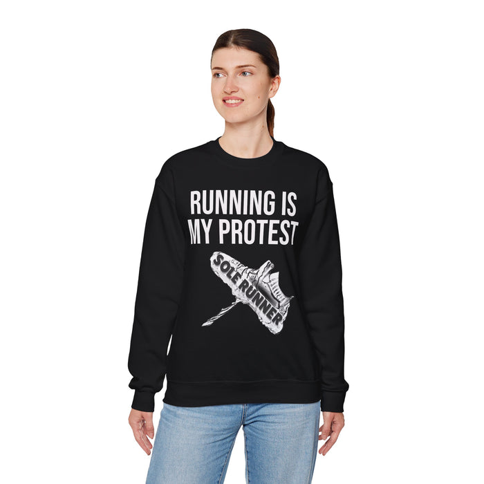 Running Is My Protest: Unisex Heavy Blend™ Crewneck Sweatshirt