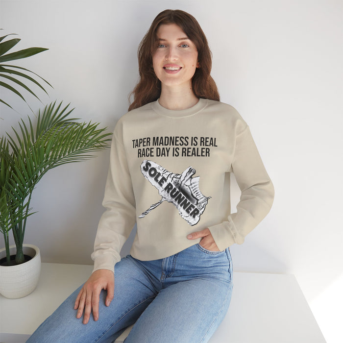 Taper Madness Is Real, Race Day Is Realer: Unisex Heavy Blend™ Crewneck Sweatshirt