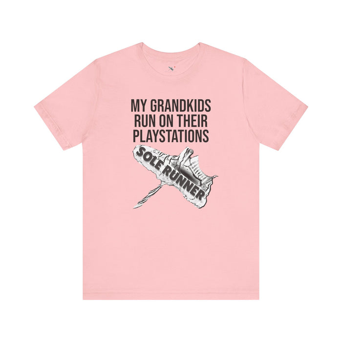 My Grandkids Run On Their PlayStations: Unisex Jersey Short Sleeve Tee