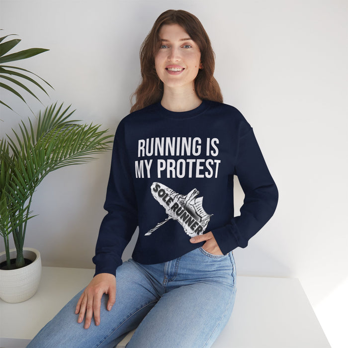 Running Is My Protest: Unisex Heavy Blend™ Crewneck Sweatshirt