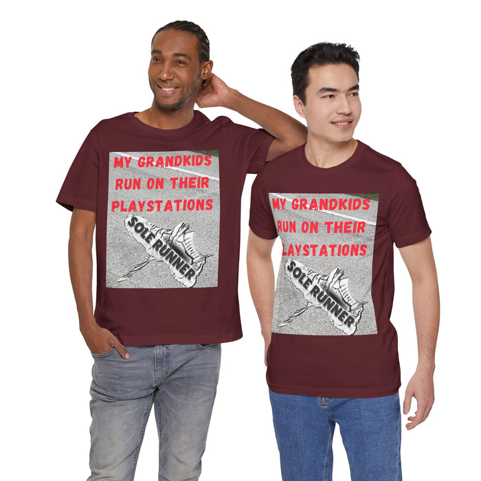 My Grandkids Run On Their Playstations: Unisex Jersey Short Sleeve Tee