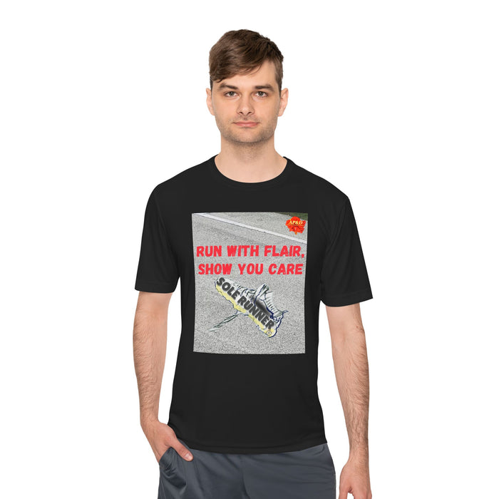 Run With Flair Show You Care-Whimsical Moisture Wicking Unisex T-Shirt For Runners