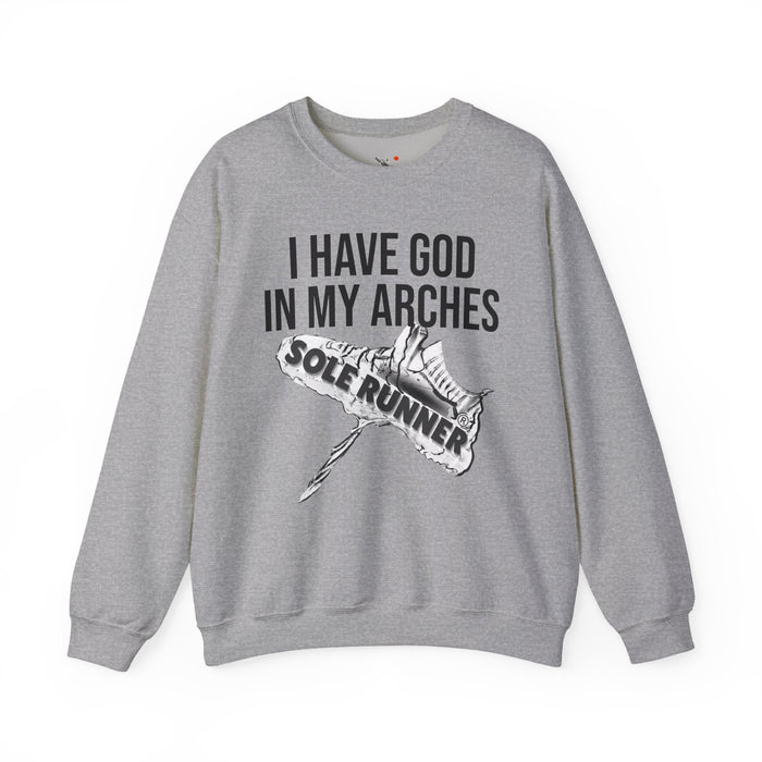 I Have God In My Arches: Unisex Heavy Blend™ Crewneck Sweatshirt