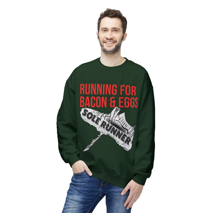 Running For Bacon & Eggs: Unisex Midweight Softstyle Fleece Crewneck Sweatshirt