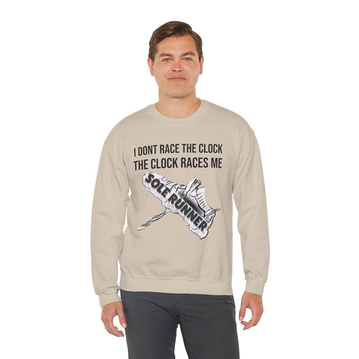 I Don't Race The Clock. The Clock Races Me: Unisex Heavy Blend™ Crewneck Sweatshirt