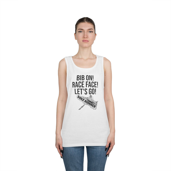 Bib On! Race Face! Let's Go!: Unisex Heavy Cotton Tank Top