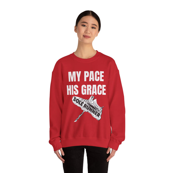 MY PACE. HIS GRACE: Unisex Heavy Blend™ Crewneck Sweatshirt