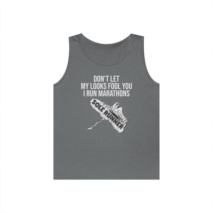 Don't Let My Looks Fool You. I Run Marathons: Unisex Heavy Cotton Tank Top