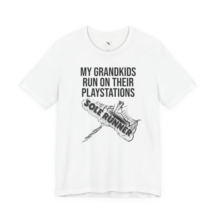 My Grandkids Run On Their PlayStations: Unisex Jersey Short Sleeve Tee