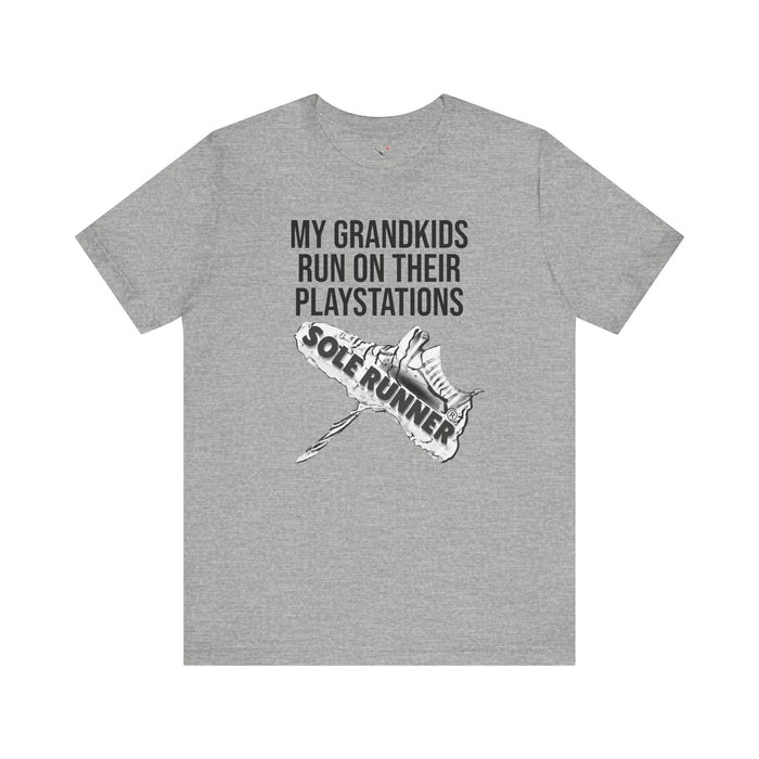 My Grandkids Run On Their PlayStations: Unisex Jersey Short Sleeve Tee