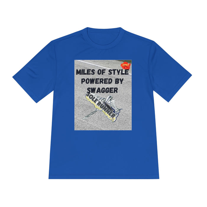 Miles of Style Powered by Swagger-Whimsical Moisture Wicking Unisex T-Shirt For Runners