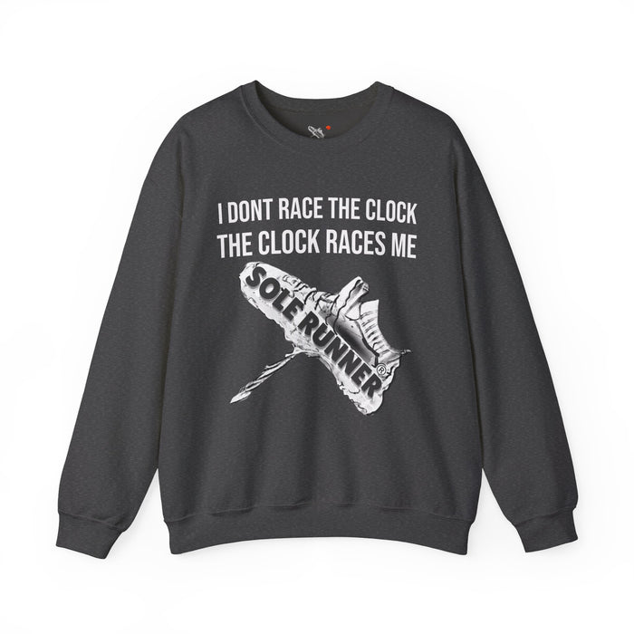 I Don't Race The Clock. The Clock Races Me: Unisex Heavy Blend™ Crewneck Sweatshirt