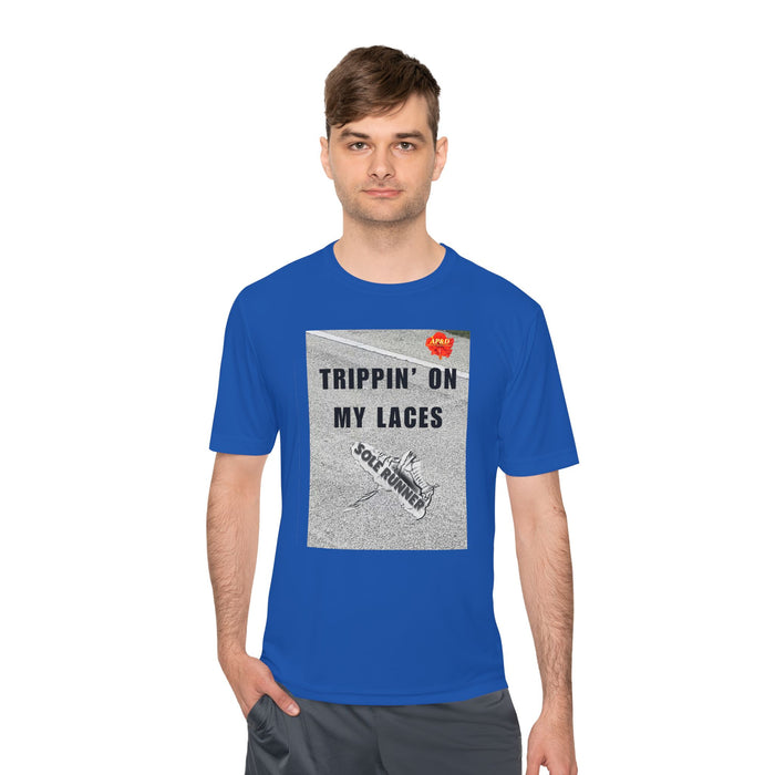 Trippin' On My Laces- Whimsical Moisture Wicking Unisex T-Shirt For Runners