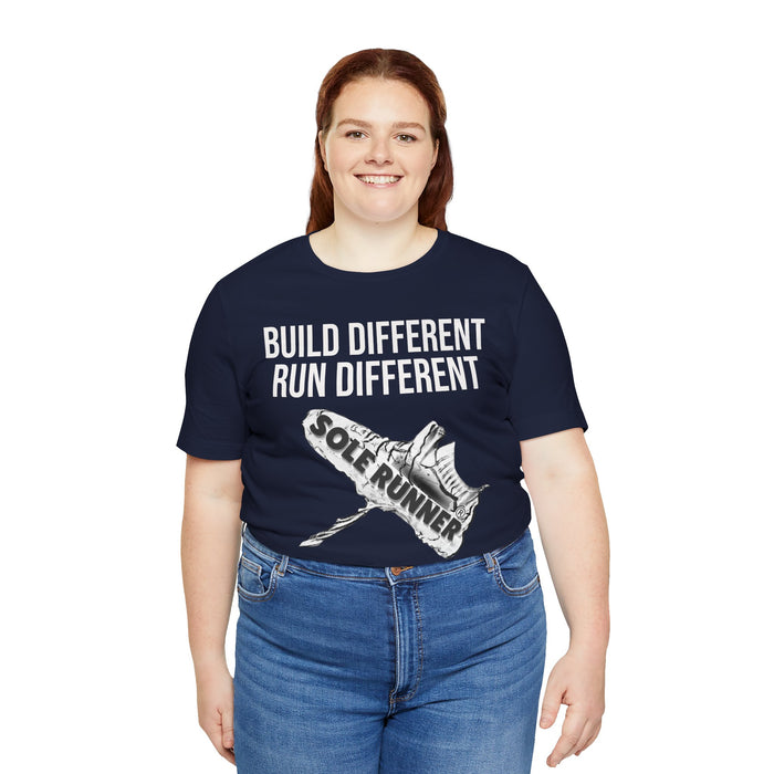 Built Different. Runs Different: Unisex Jersey Short Sleeve Tee