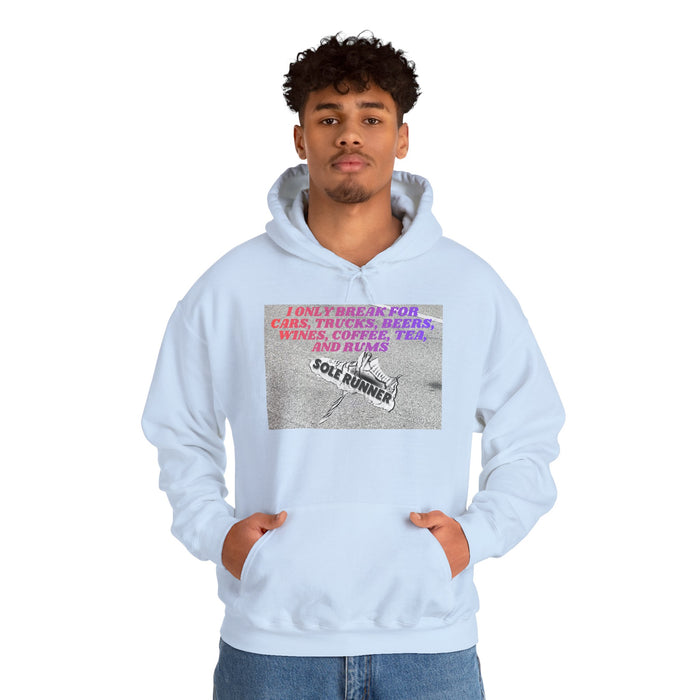 I Only Break For Cars, Trucks, Beers, Wines, Coffee, Tea, and Rums: Unisex Heavy Blend™ Hooded Sweatshirt