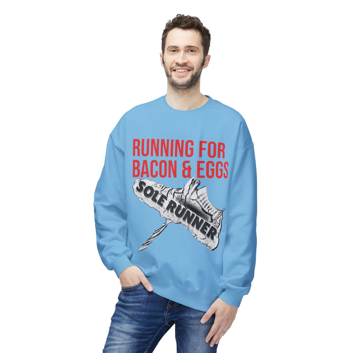 Running For Bacon & Eggs: Unisex Midweight Softstyle Fleece Crewneck Sweatshirt