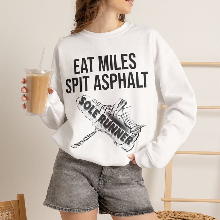 Eat Miles. Spit Ass-Phalt: Unisex Heavy Blend™ Crewneck Sweatshirt
