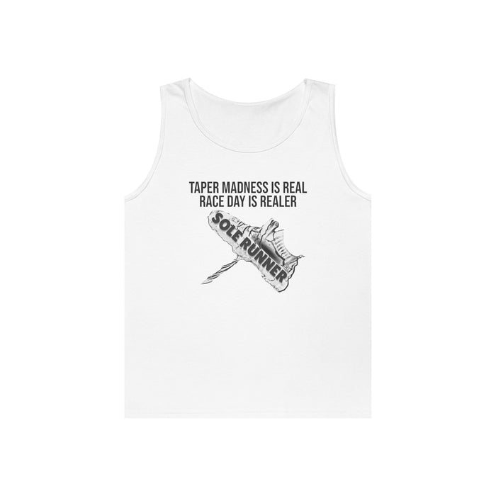 Taper Madness Is Real, Race Day Is Realer: Unisex Heavy Cotton Tank Top