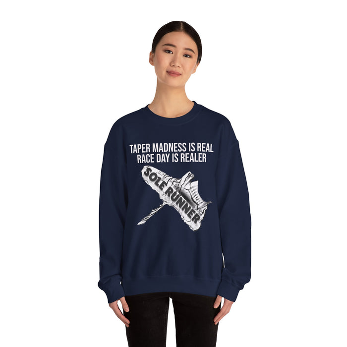 Taper Madness Is Real, Race Day Is Realer: Unisex Heavy Blend™ Crewneck Sweatshirt