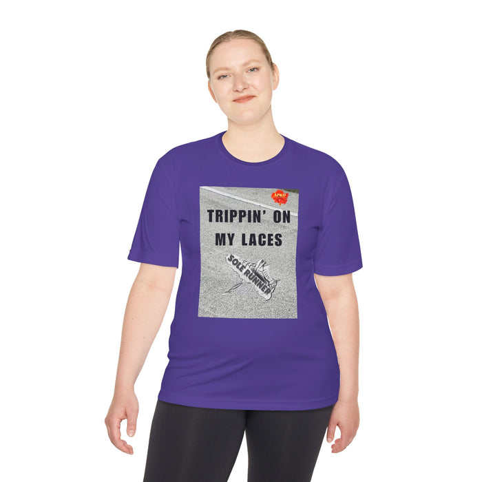 Trippin' On My Laces- Whimsical Moisture Wicking Unisex T-Shirt For Runners