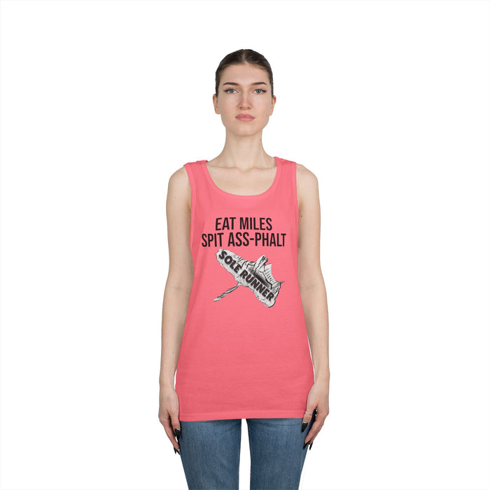 Eat Miles. Spit Ass-Phalt: Unisex Heavy Cotton Tank Top