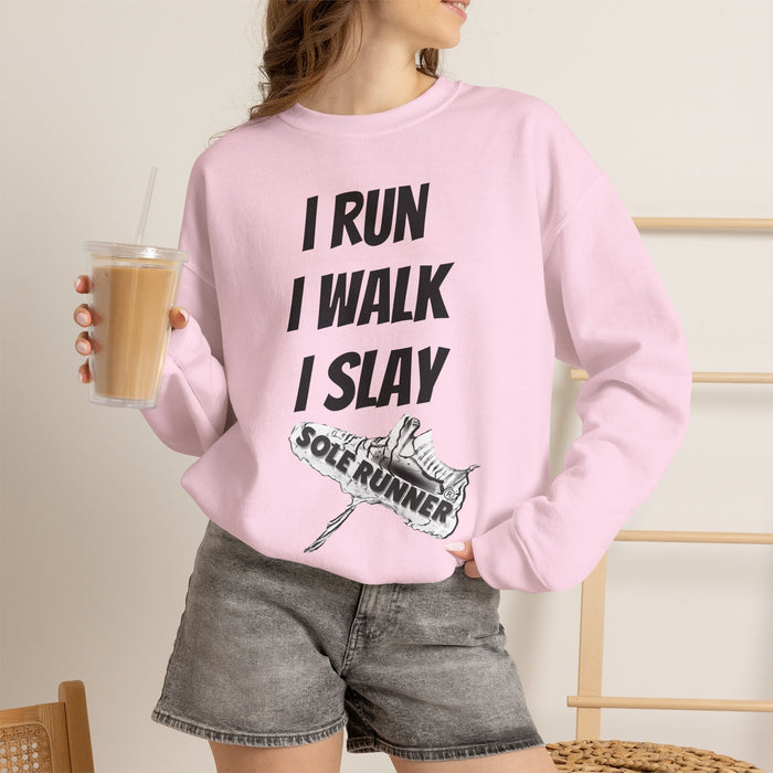 I Run. I Walk. I Slay Miles: Unisex Heavy Blend™ Crewneck Sweatshirt