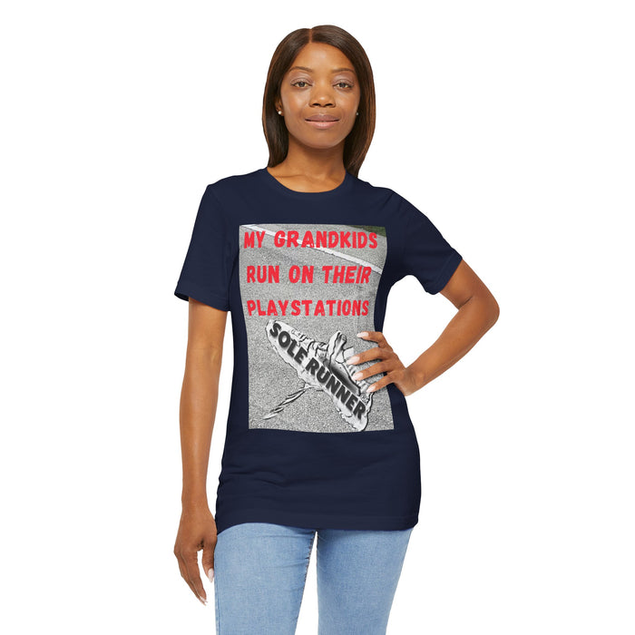 My Grandkids Run On Their Playstations: Unisex Jersey Short Sleeve Tee