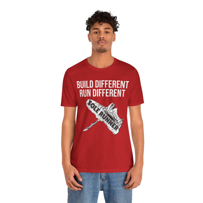 Built Different. Runs Different: Unisex Jersey Short Sleeve Tee