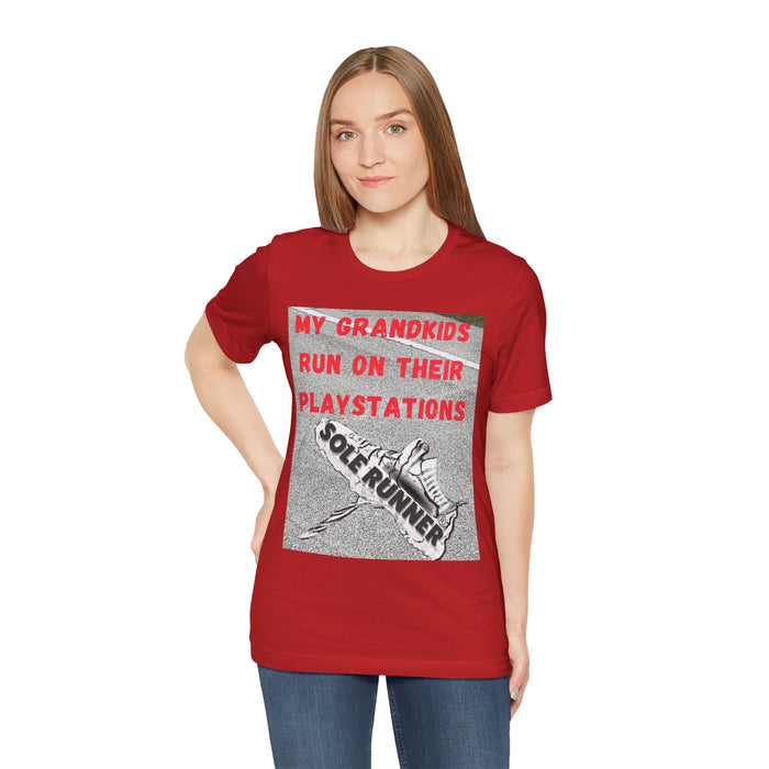 My Grandkids Run On Their Playstations: Unisex Jersey Short Sleeve Tee