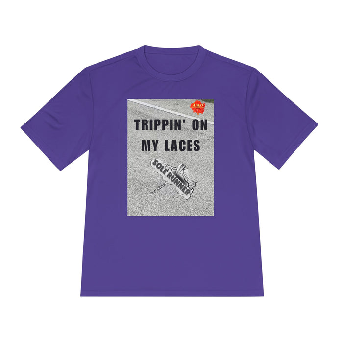 Trippin' On My Laces- Whimsical Moisture Wicking Unisex T-Shirt For Runners