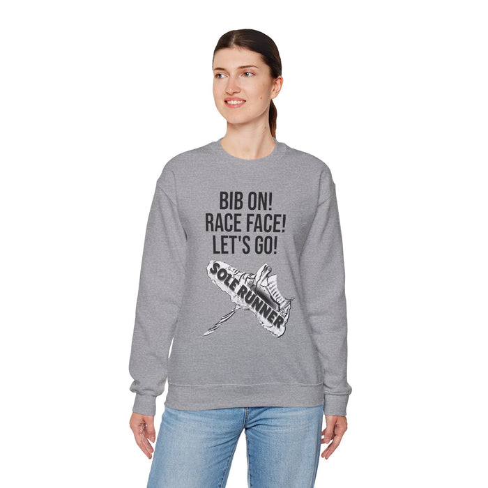 Bib On! Race Face! Let's Go!: Unisex Heavy Blend™ Crewneck Sweatshirt
