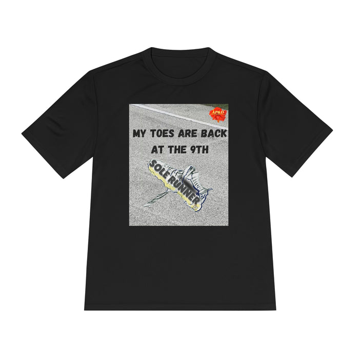 My Toes Are Back at the 9th-Whimsical Moisture Wicking Unisex T-Shirt For Runners