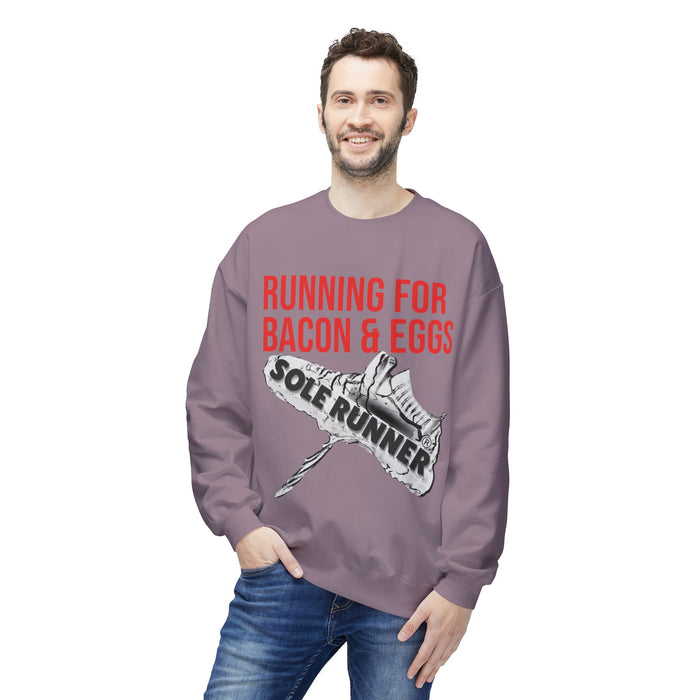 Running For Bacon & Eggs: Unisex Midweight Softstyle Fleece Crewneck Sweatshirt