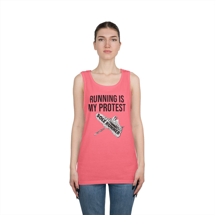 Running Is My Protest: Unisex Heavy Cotton Tank Top