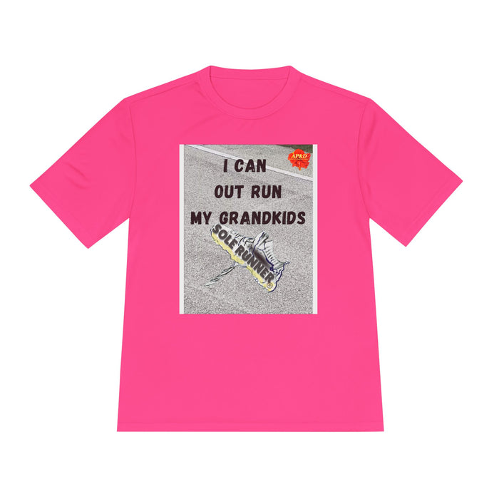 I Can Out Run My Grandkids-Whimsical Moisture Wicking Unisex T-Shirt For Runners
