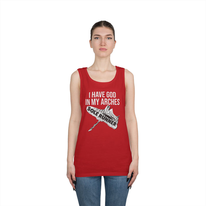 I Have God In My Arches: Unisex Heavy Cotton Tank Top