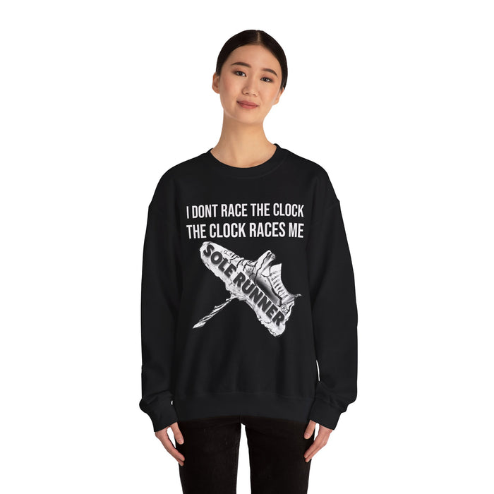 I Don't Race The Clock. The Clock Races Me: Unisex Heavy Blend™ Crewneck Sweatshirt