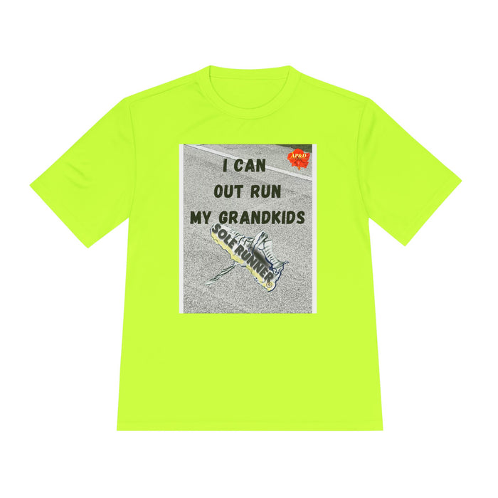 I Can Out Run My Grandkids-Whimsical Moisture Wicking Unisex T-Shirt For Runners