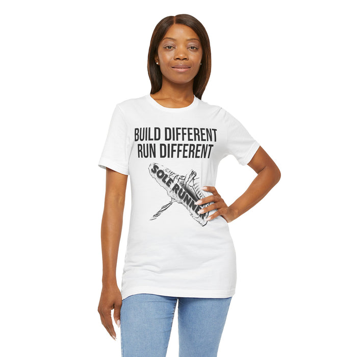 Built Different. Runs Different: Unisex Jersey Short Sleeve Tee