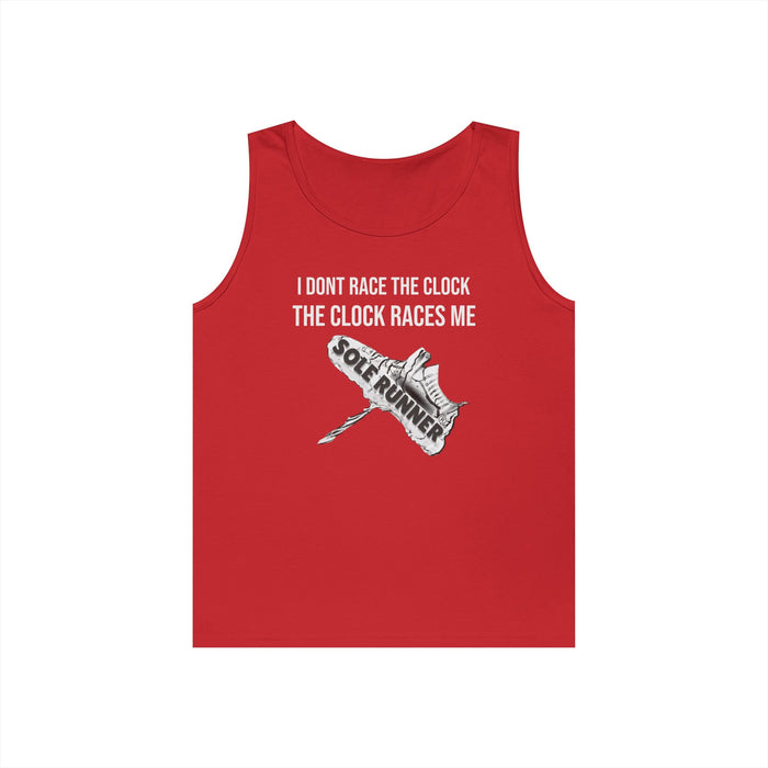 I Don't Race The Clock. The Clock Races Me: Unisex Heavy Cotton Tank Top