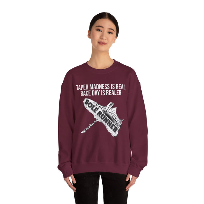 Taper Madness Is Real, Race Day Is Realer: Unisex Heavy Blend™ Crewneck Sweatshirt