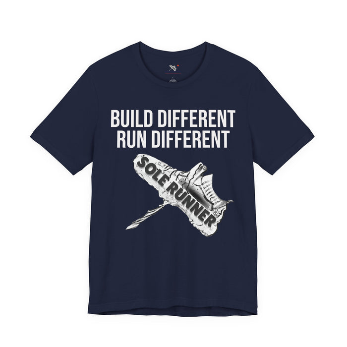 Built Different. Runs Different: Unisex Jersey Short Sleeve Tee