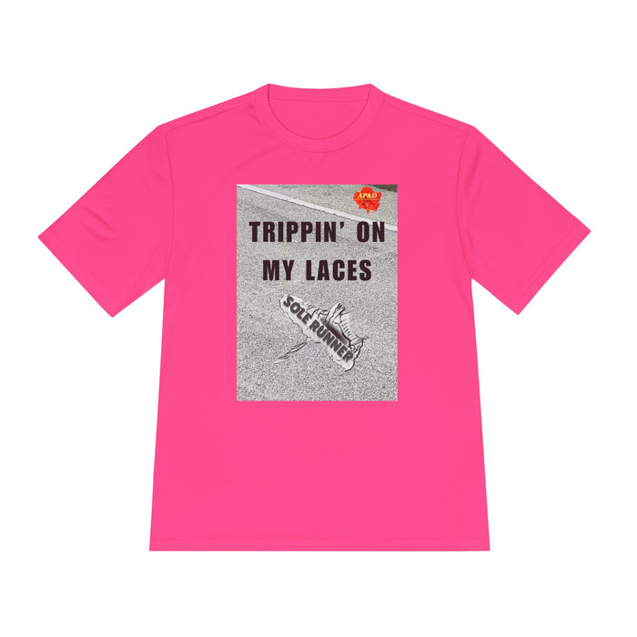 Trippin' On My Laces- Whimsical Moisture Wicking Unisex T-Shirt For Runners