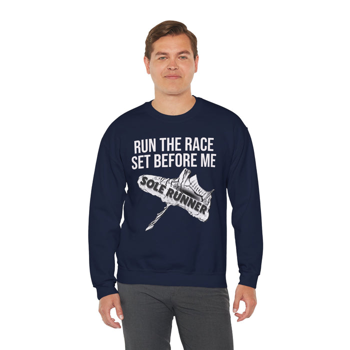 Run The Race Set Before Me: Unisex Heavy Blend™ Crewneck Sweatshirt