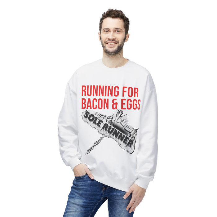 Running For Bacon & Eggs: Unisex Midweight Softstyle Fleece Crewneck Sweatshirt
